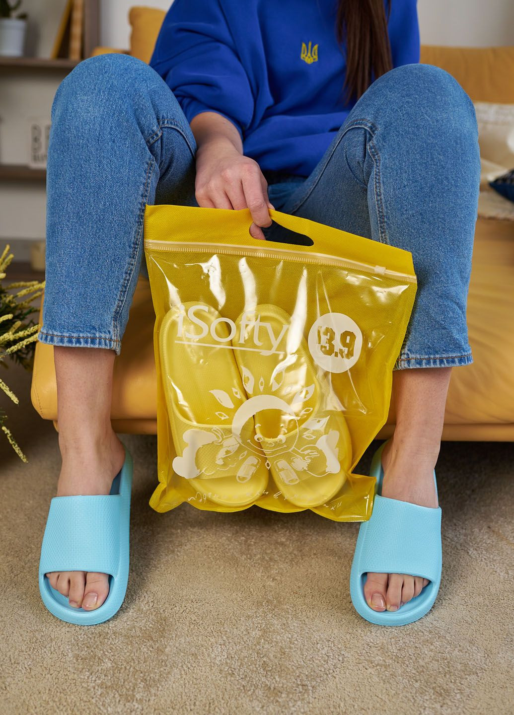 Блакитні жіночі шльопанці для басейну та пляжу No Brand (329438062)