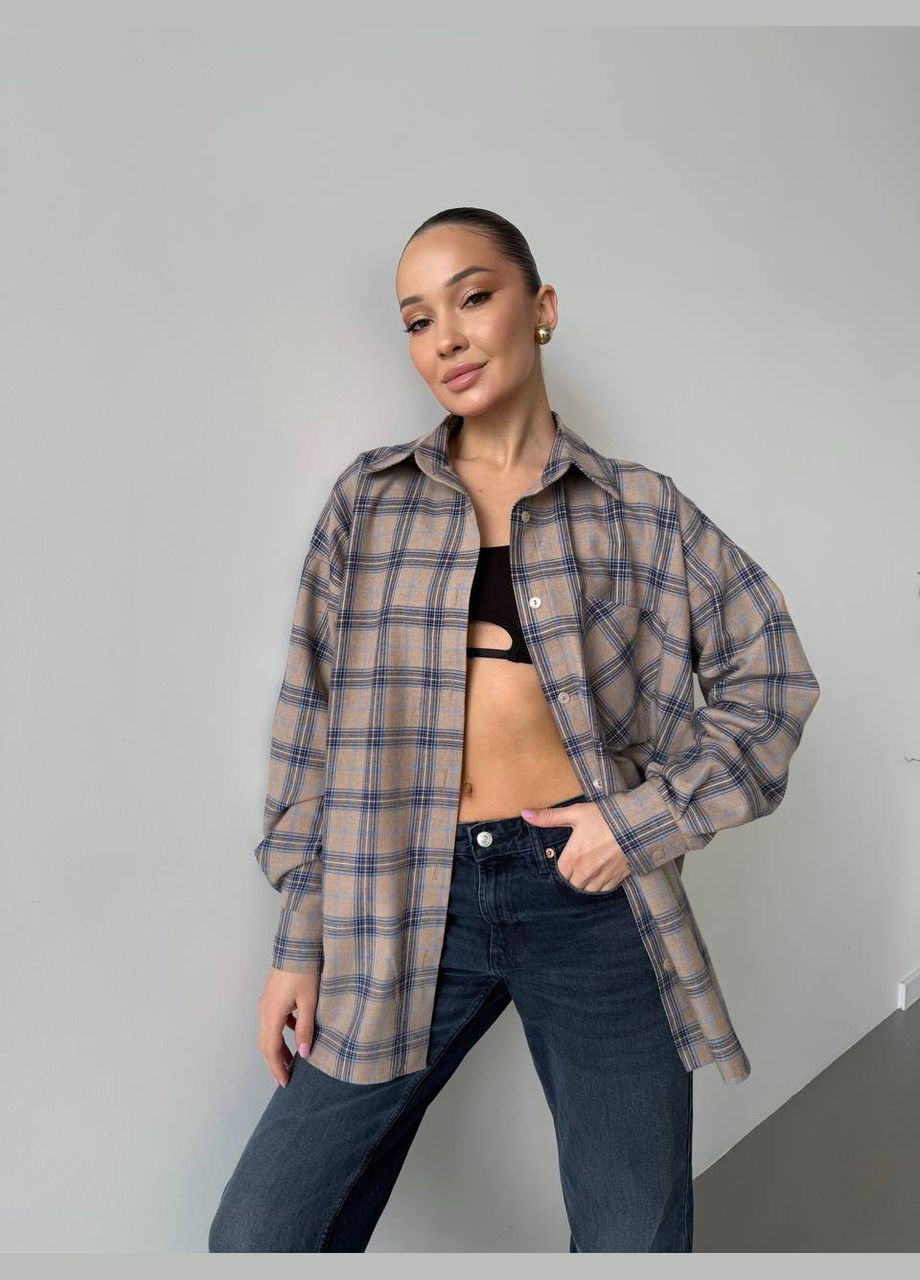 Кофейная повседневный рубашка в клетку Fashion