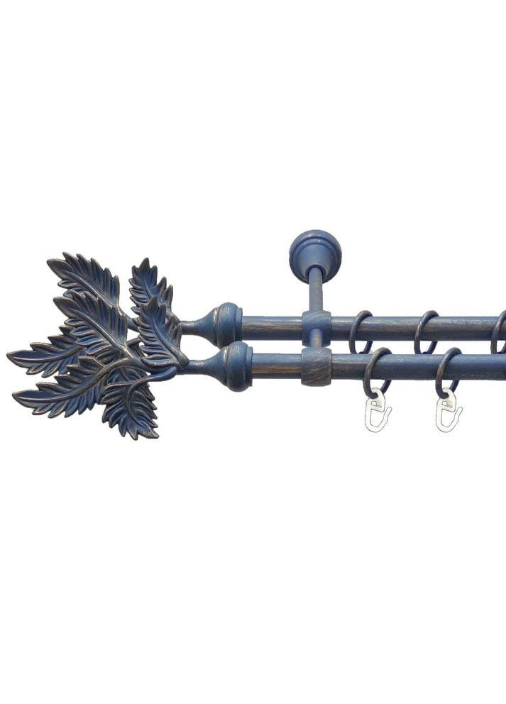 Карниз Папороть металевий дворядний литий гладка труба Блакить Золота 16\16 мм 240 см (00-00009096) ORVIT (300282270)