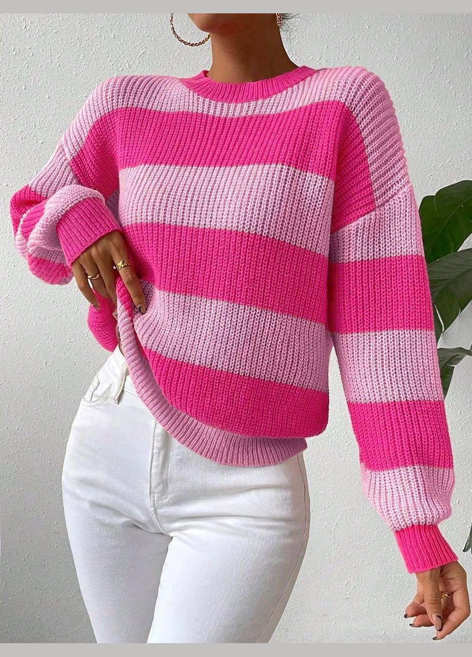 Рожевий светр в полоску ao152 No Brand