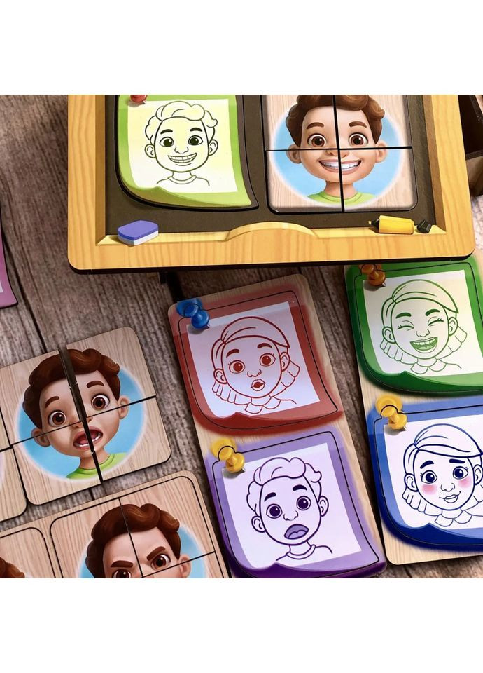 Деревянный пазл сортер "Эмоции", 36 деталей. Ubumblebees (365642049)