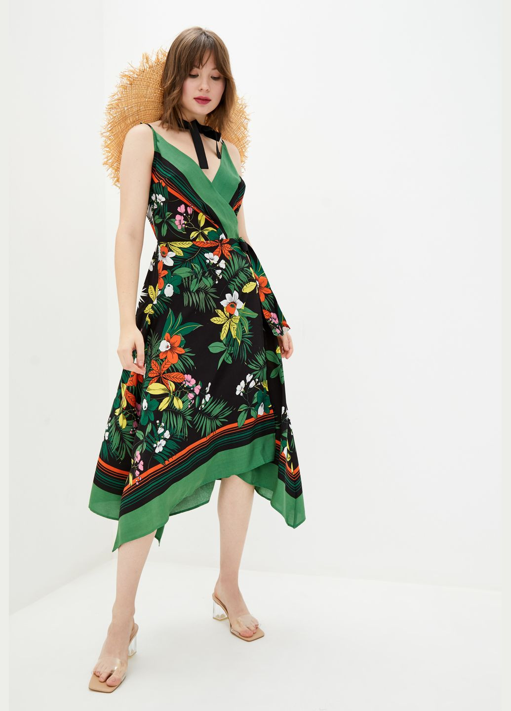 Комбинированное кэжуал платье с платочным принтом ORA с цветочным принтом