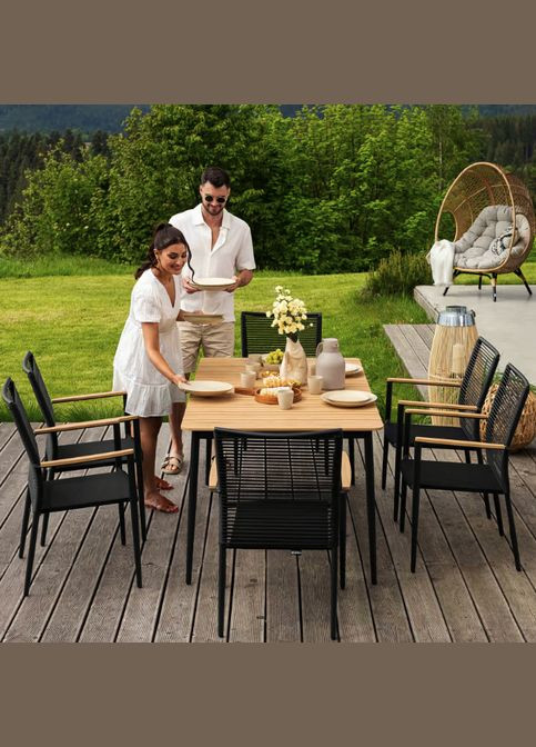 Комплект садових меблів Breno 6+1 чорний/ Di Volio (303126709)