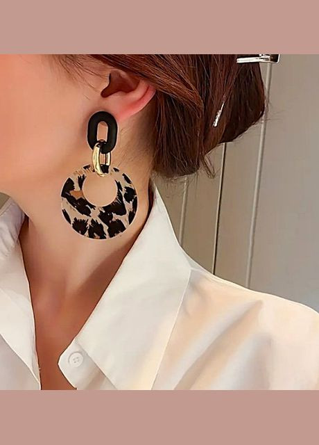 Сережки удлиненные с леопардовым принтом No Brand (325830963)