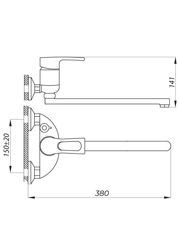 Змішувач для ванни NHB 135 з довгим виливом ZX2969 Zerix (362492713)