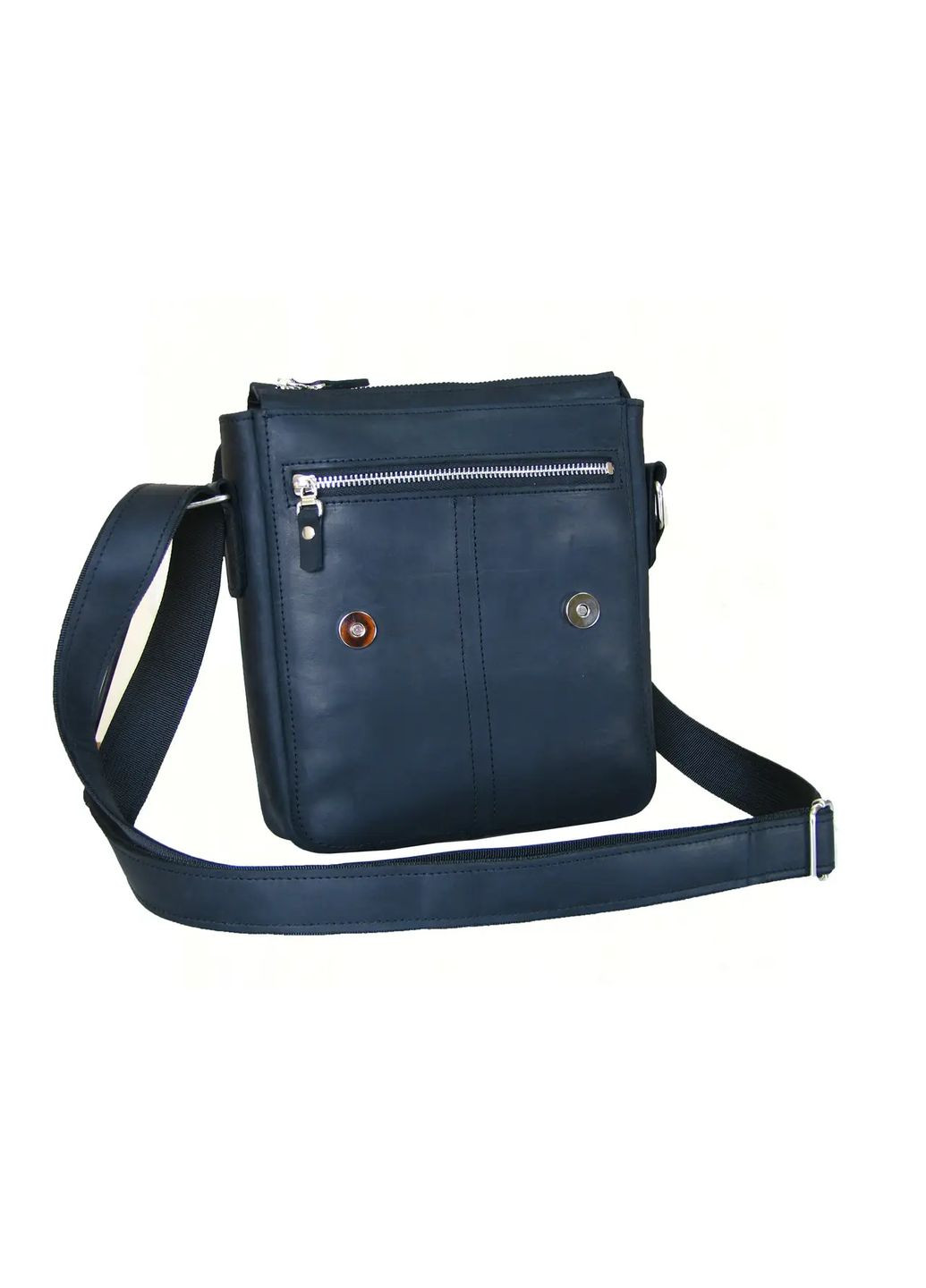 Чоловіча шкіряна сумка через плече планшет месенджер із натуральної шкіри з клапаном чорна GS (329150514)