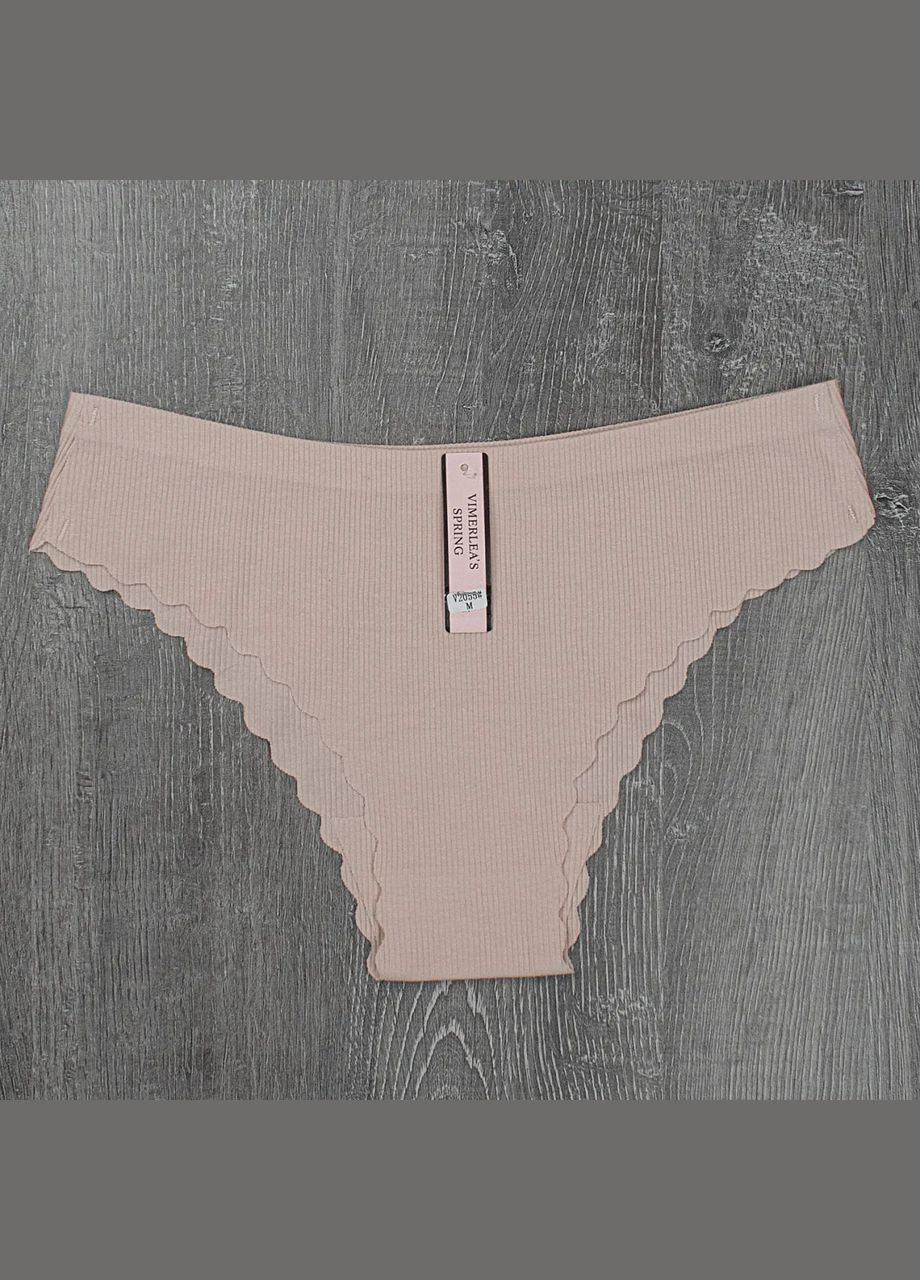 Безшовні труси-танга з натуральної бавовни в рубчик No Brand Танга (316027826)