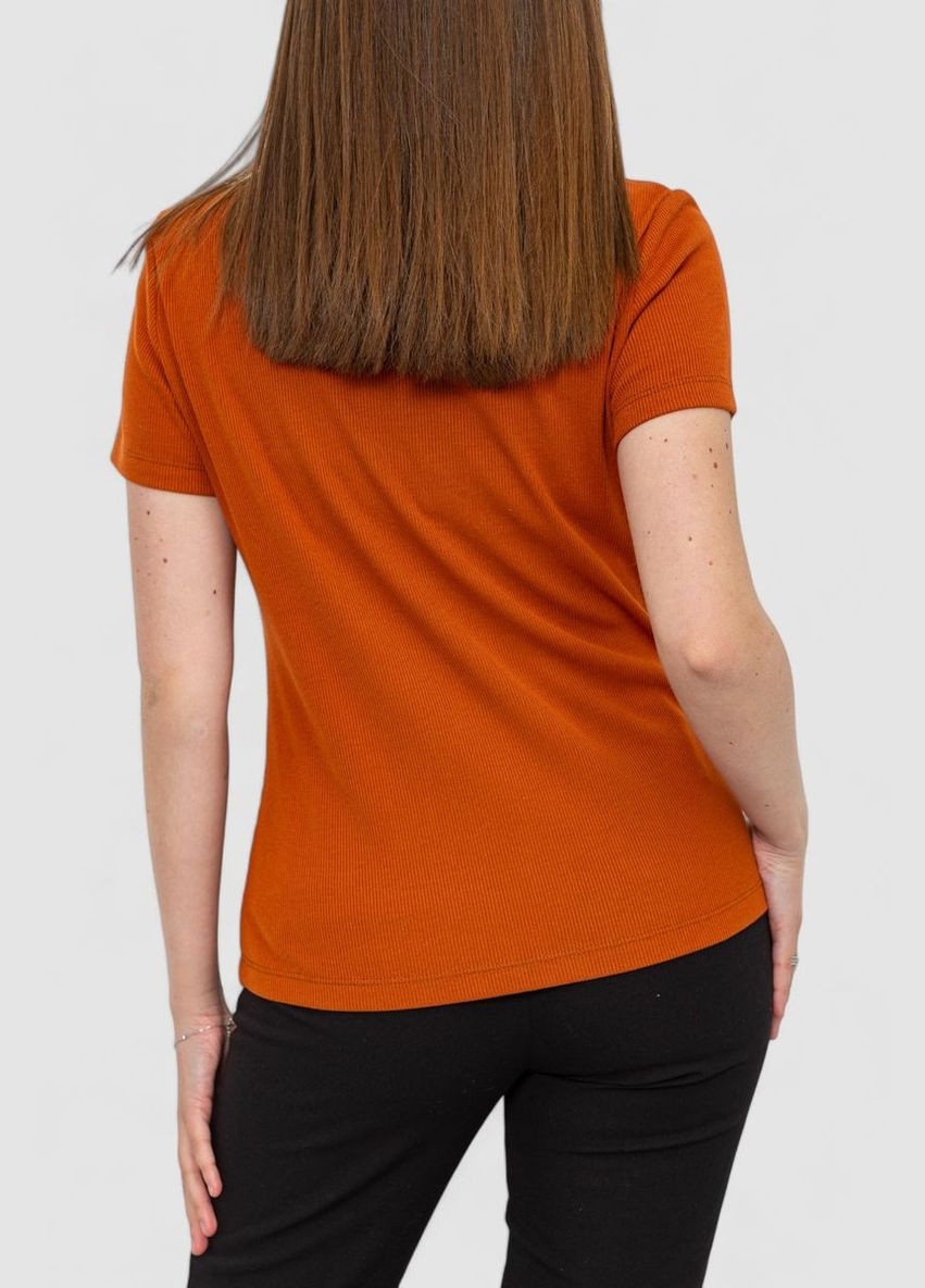 Терракотовая летняя футболка женская в рубчик Ager 102R204-1