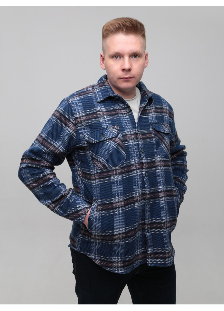 Синяя повседневный рубашка в клетку Jean Piere