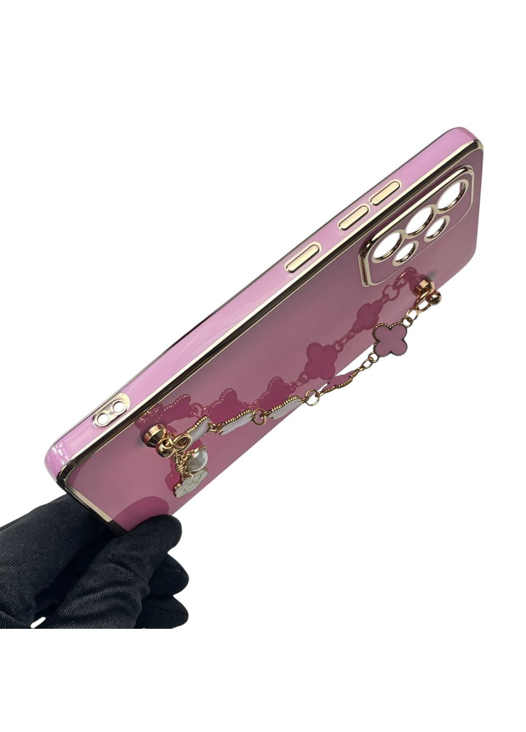 Чехол для телефона Galaxy A52s (SM-A528F) женский с ремешком с украшениями и золотой окантовкой на самсунг а52с черничный gs1 Samsung (366386076)