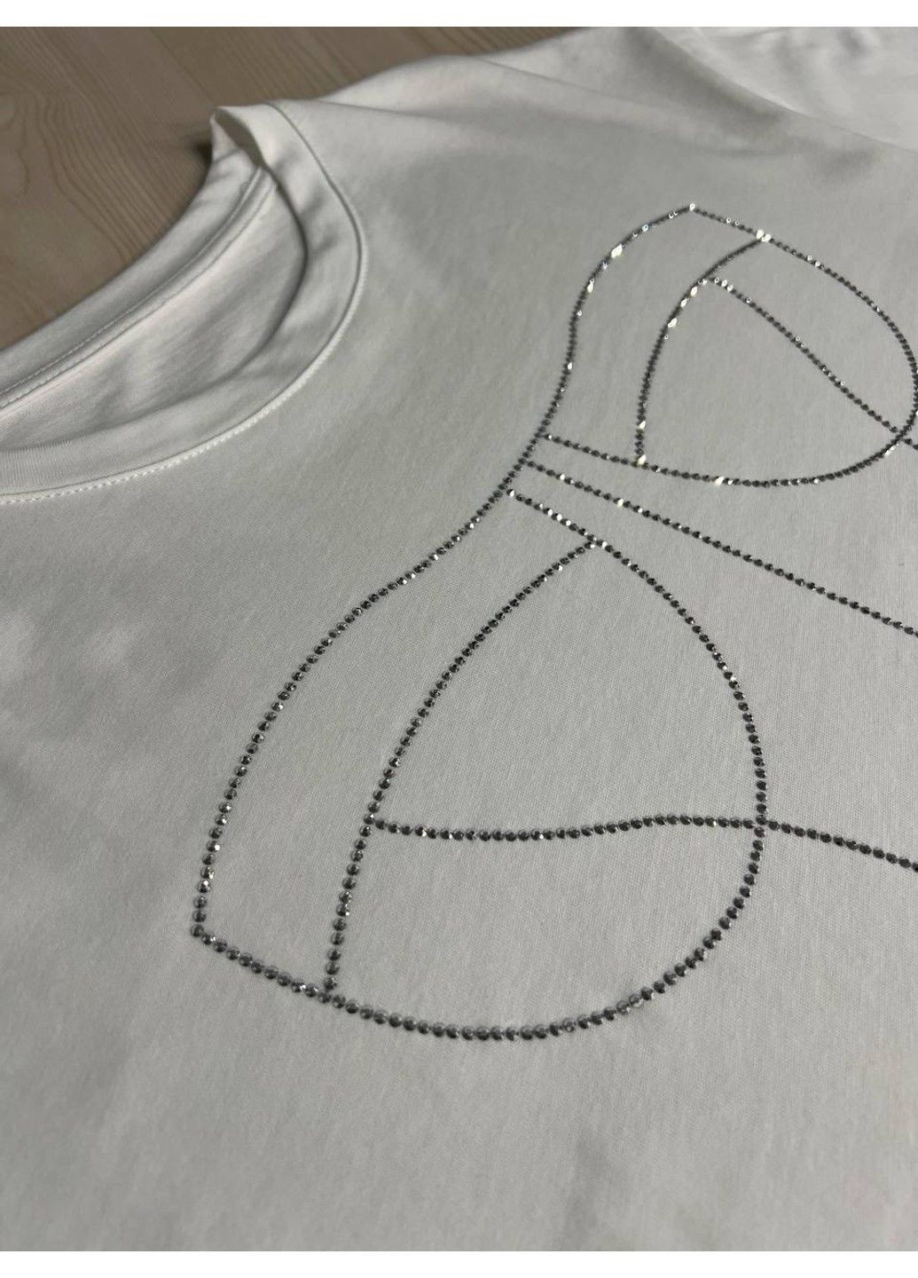 Футболка жіноча A-N 0098 з камінням імітація корсету оверсайз No Brand - (332484673)