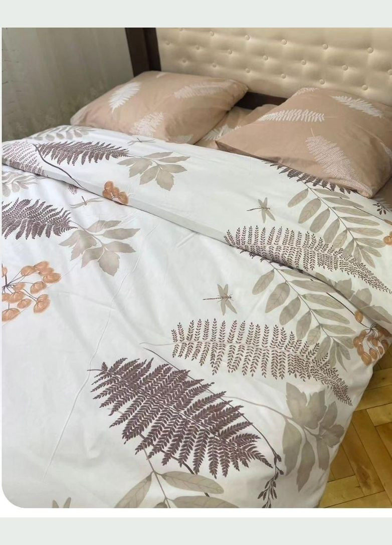 Постельное белье бязь натуральный хлопок 100% ранфорс Семейный Коричневый с белым 150 х 220 (24585213-03) No Brand (348094799)