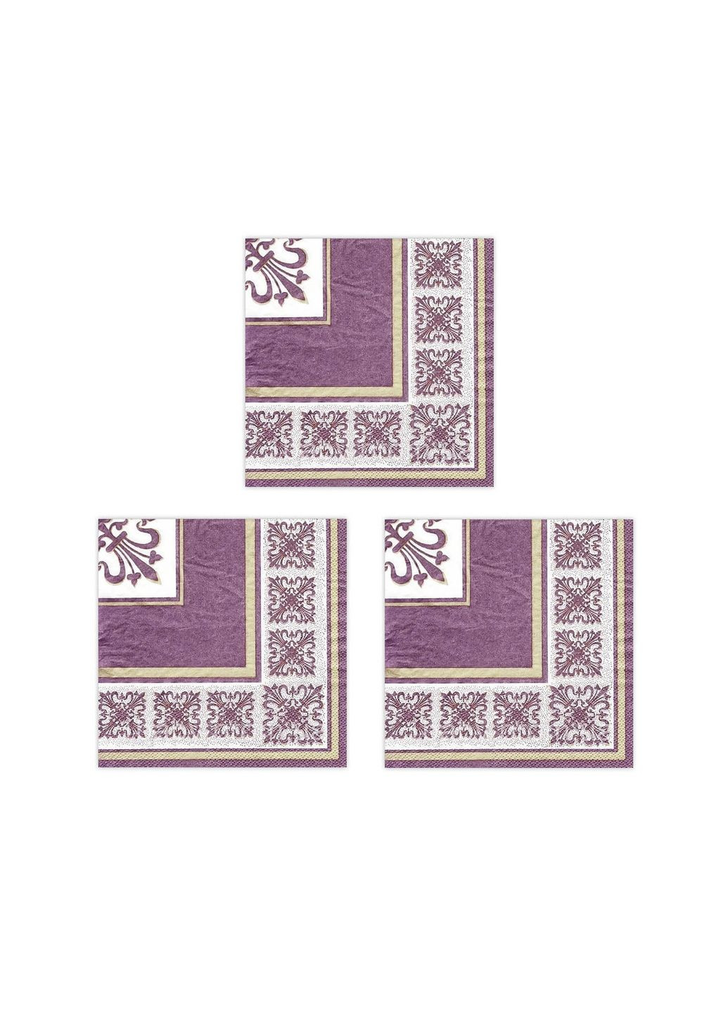 Набор 3 уп. Декоративные бумажные салфетки с рисунками трехслойные 18шт/уп 33х33см Верона La Fleur (328265835)