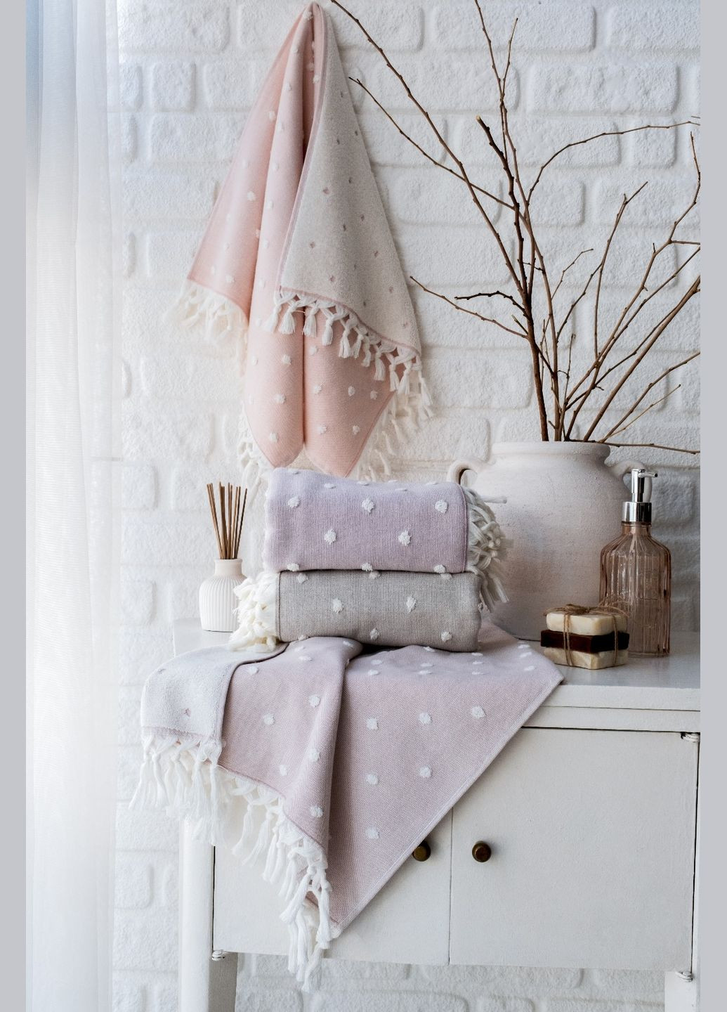 Набор полотенец 50х90 см Pupilla горошек розово-лиловый