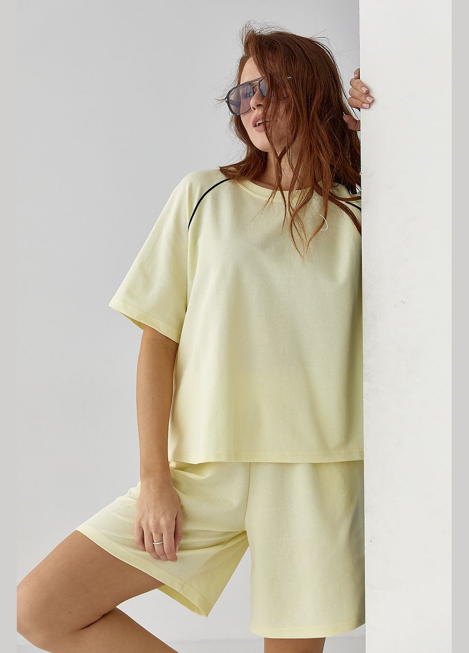 Спортивный костюм с шортами - черный цвет Lurex (335077302)