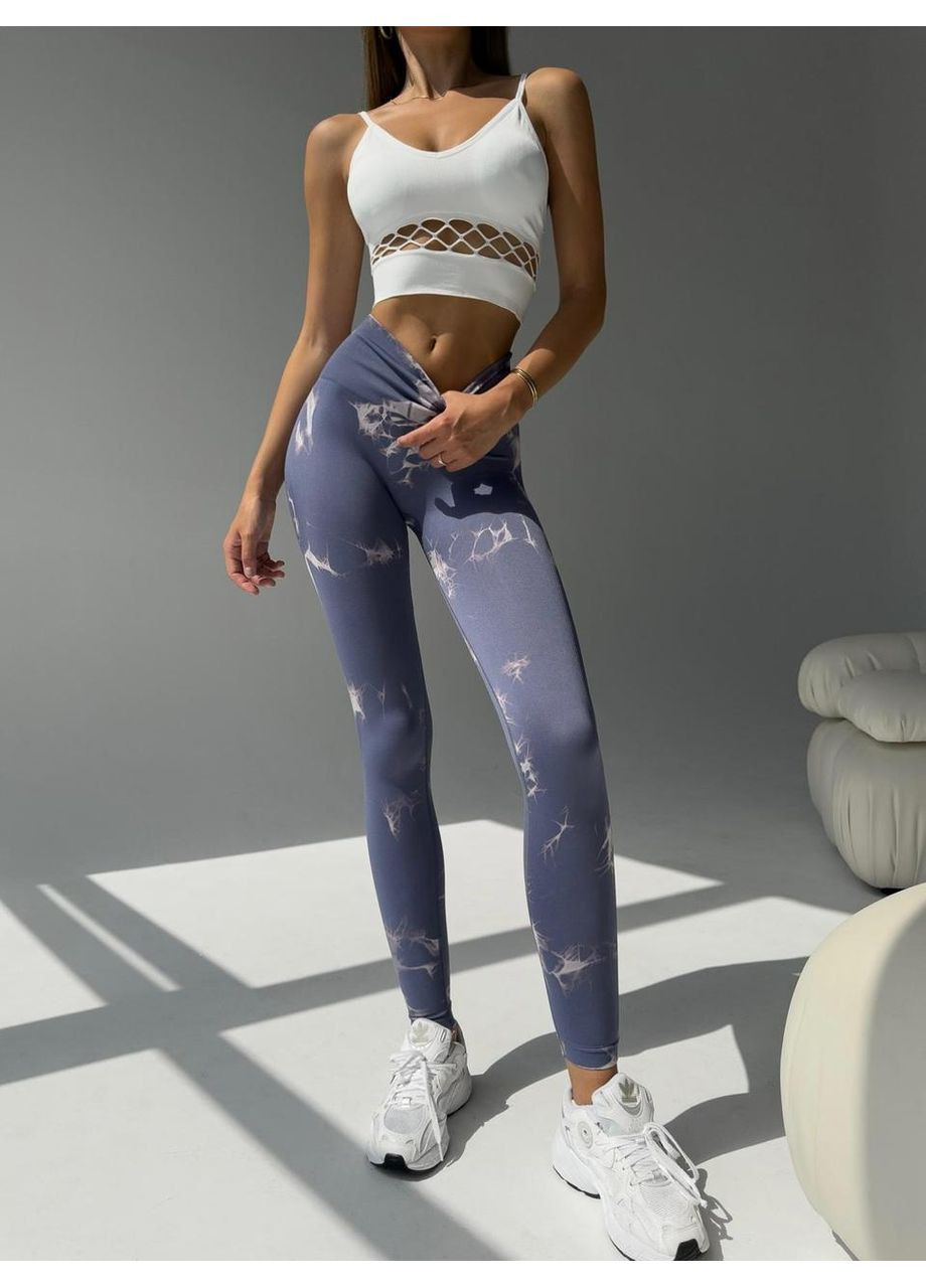 Женские фитнес лосины Push Up тай-дай / Женские спортивные лосины с высокой талией / Эластические женские лосины для тренировок No Brand (367102120)