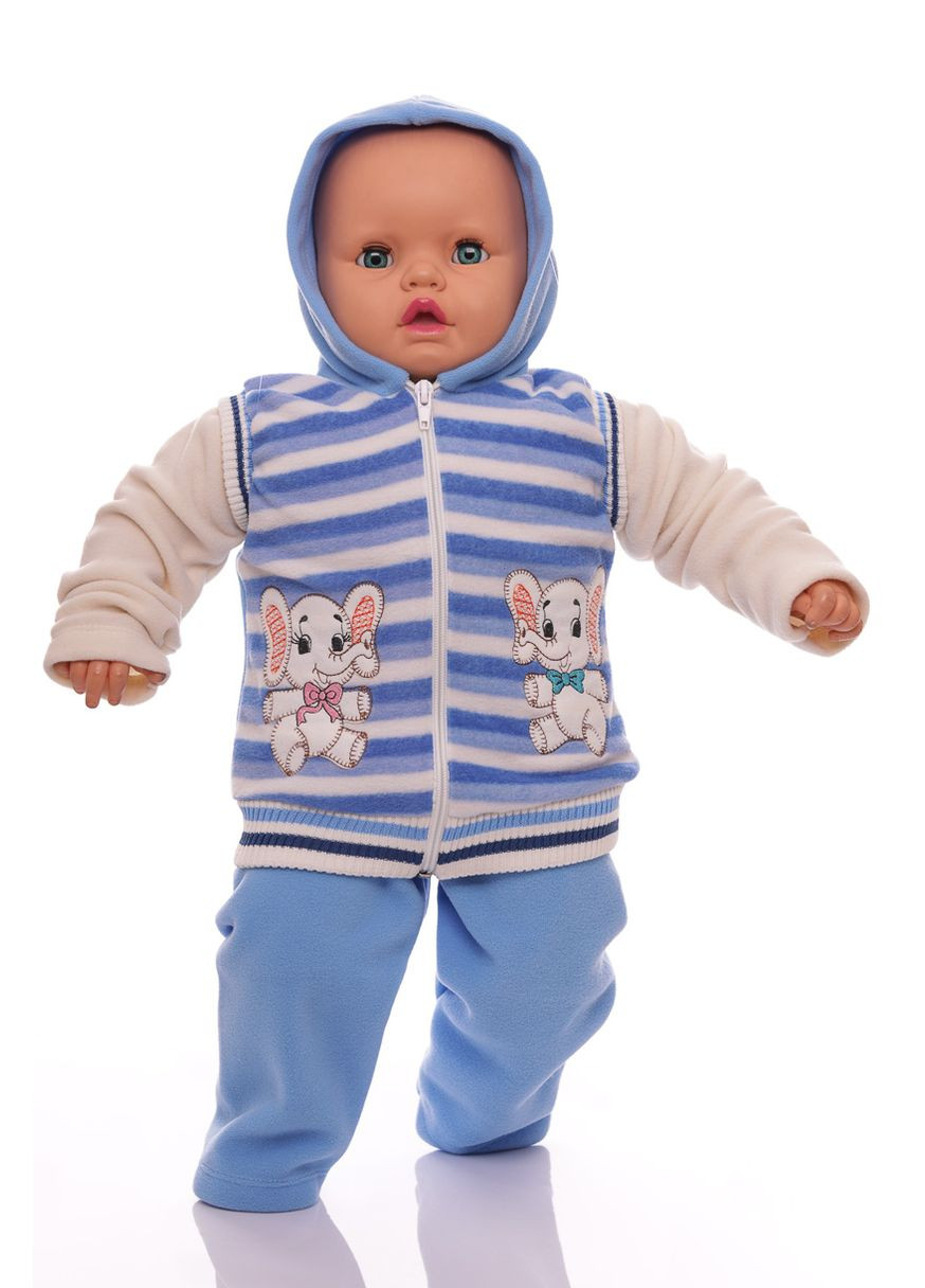 Синий зимний костюм с длинным рукавом для мальчика флисовый слон синий 68 см (26358) BABYKROHA