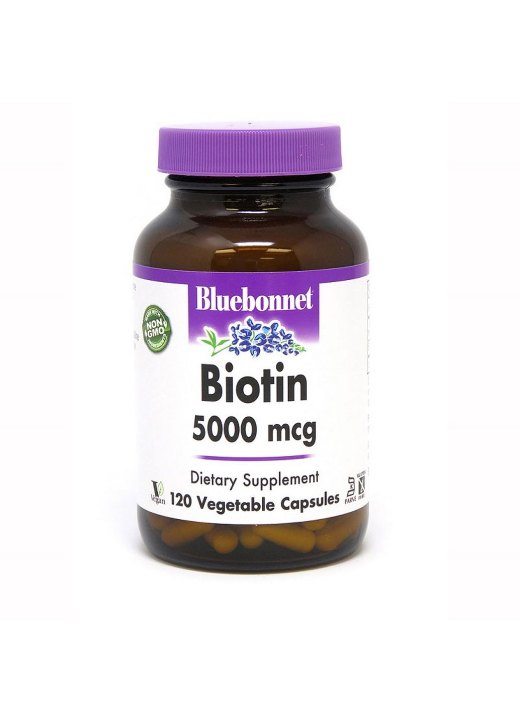 Вітаміни та мінерали Bluebonnet Biotin 5000 mg, 120 вегакапсул Bluebonnet Nutrition (293483393)