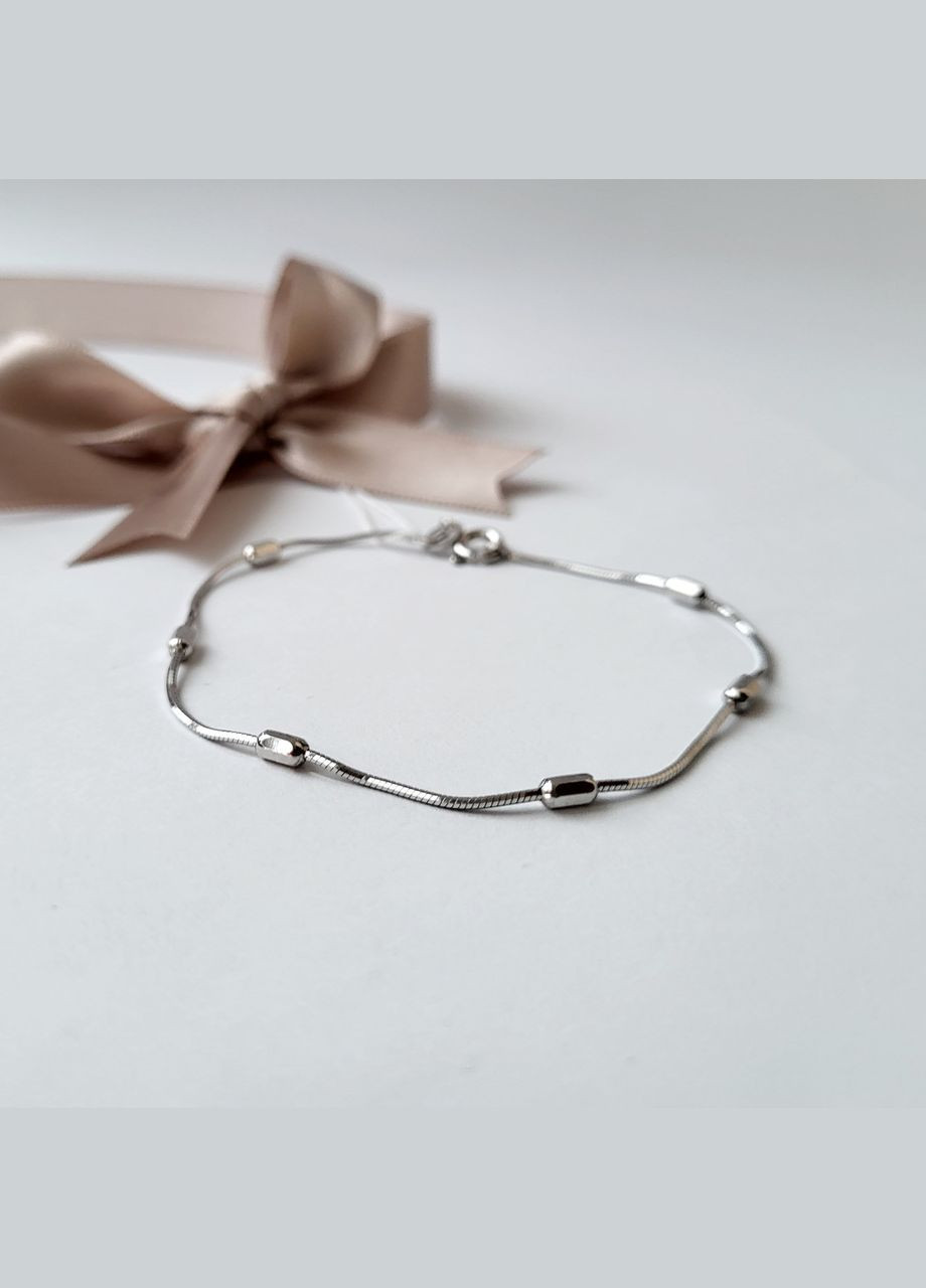 Срібний браслет без камнів із Діжечками 18 см срібло 925 проби Родоване 252р2/18 1.90г Nobrand (363969203)