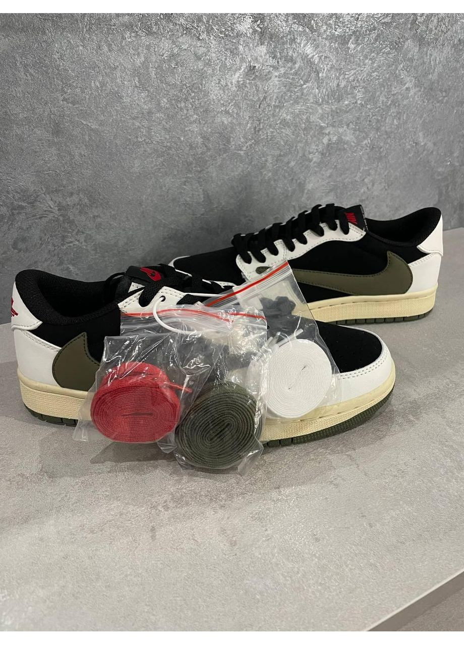 КРОСІВКИ ЖІНОЧІ NIKE TRAVIS SCOTT X AIR JORDAN 1 LOW OLIVE НАЙК ТРЕВІС СКОТ No Brand хакі демісезони (367170865)