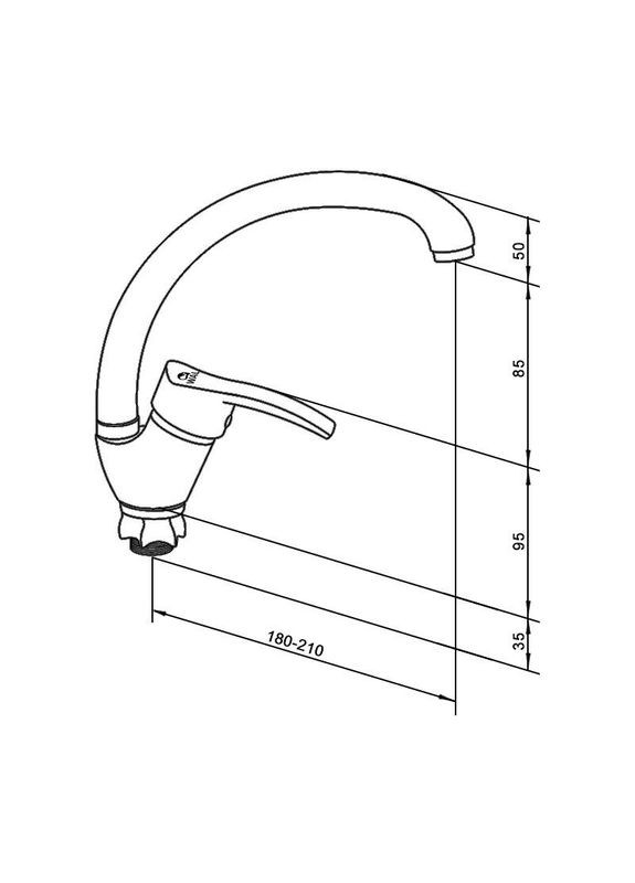 Стильный смеситель для кухни однорычажный на гайке SPA7-A279BK WAL (336938045)