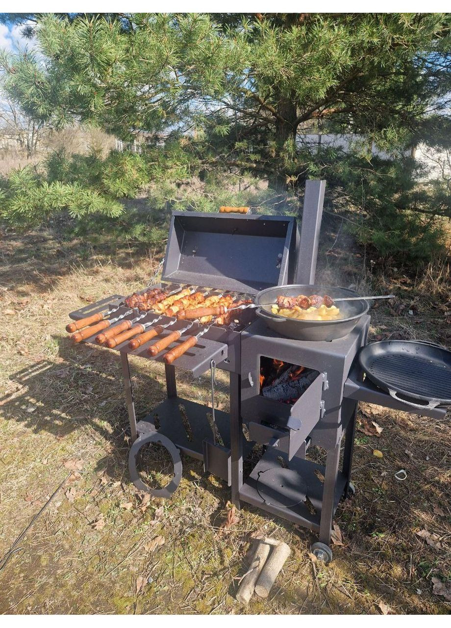 Мангал барбекю GRILL гриль с вентиляцией с печкой под котел с металлическими столиками 0966887444 Soft (361152346)