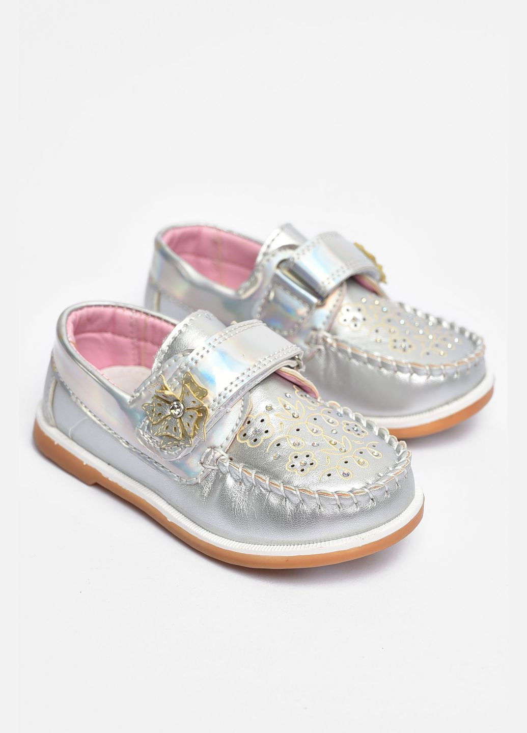 Мокасини дитячі для дівчинки сріблястого кольору Let's Shop (332164536)