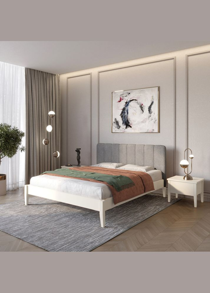 Односпальне дерев'яне ліжко Лондон ДК (S0505Y30R)/Аляска 93 (Сірий) Б1 90х190 см (MBG-6631) Mebigrand (366083770)