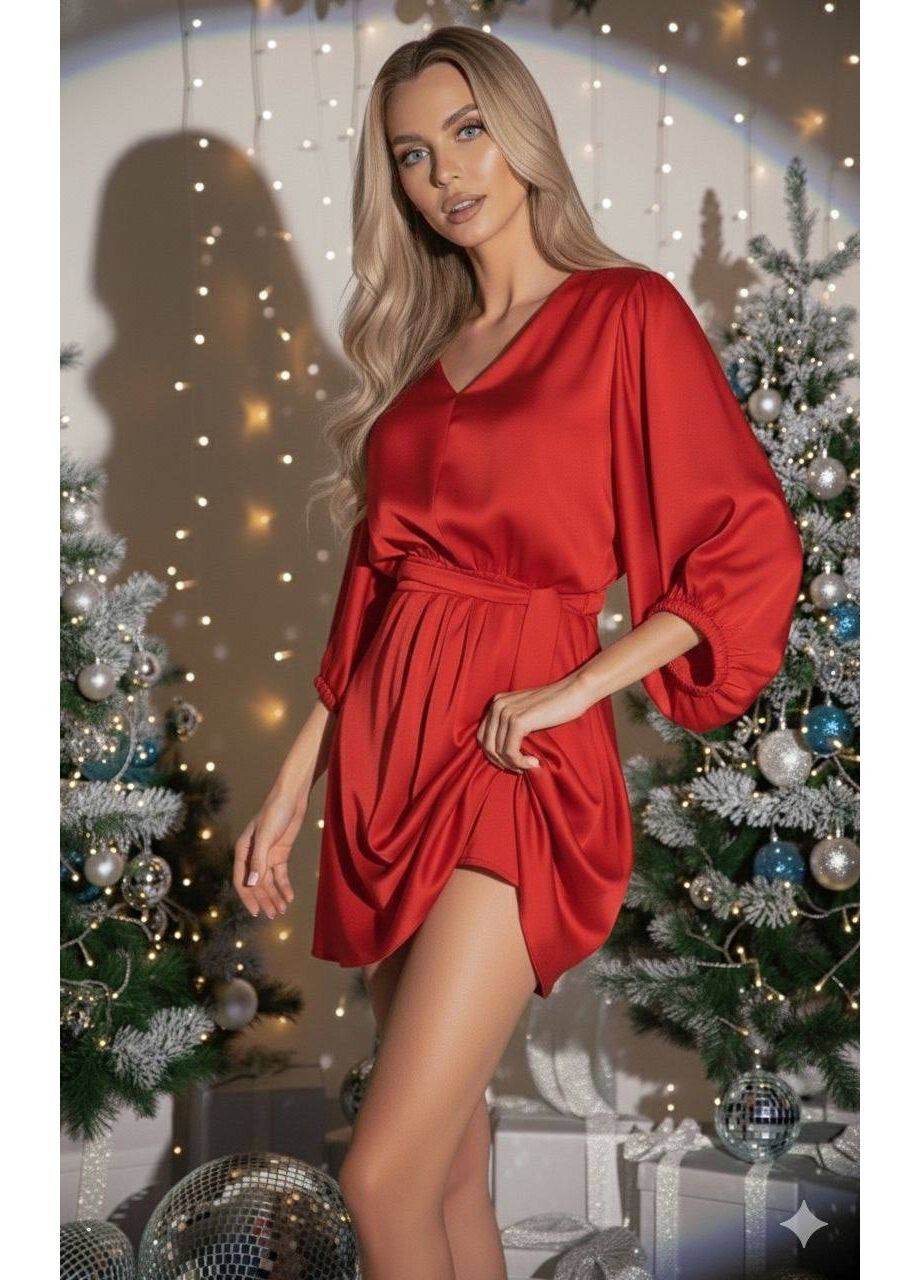 Червона вечірня жіноча шовкова сукня Гермес однотонна