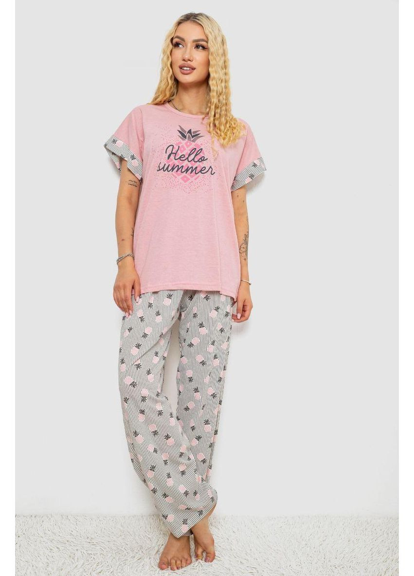 Пудровая пижама женская с принтом, цвет пудровый, 243r8482. Ager