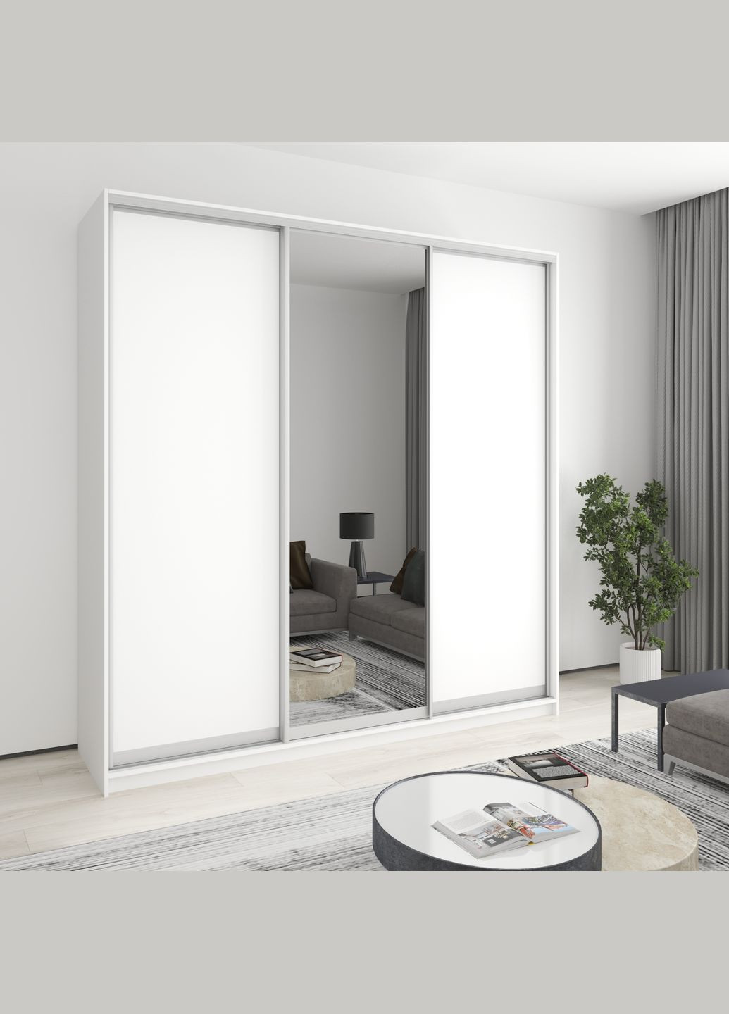 Шкаф-купе трехдверный Комбо AL 2ДСП/Зеркало 230x60x240 см (MBS-2105) MebelStar (362373660)