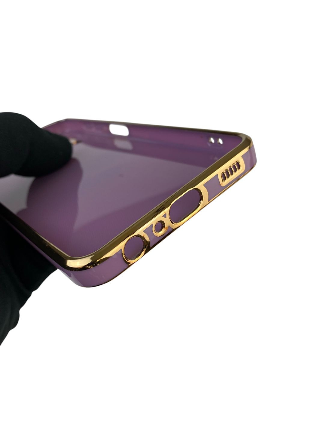 Чохол для Galaxy M22 4G (SM-M225F) глянцевий з кільцем MagSafe із золотою окантовкою на самсунг м22 4г чорничний gs1 Samsung (366233770)