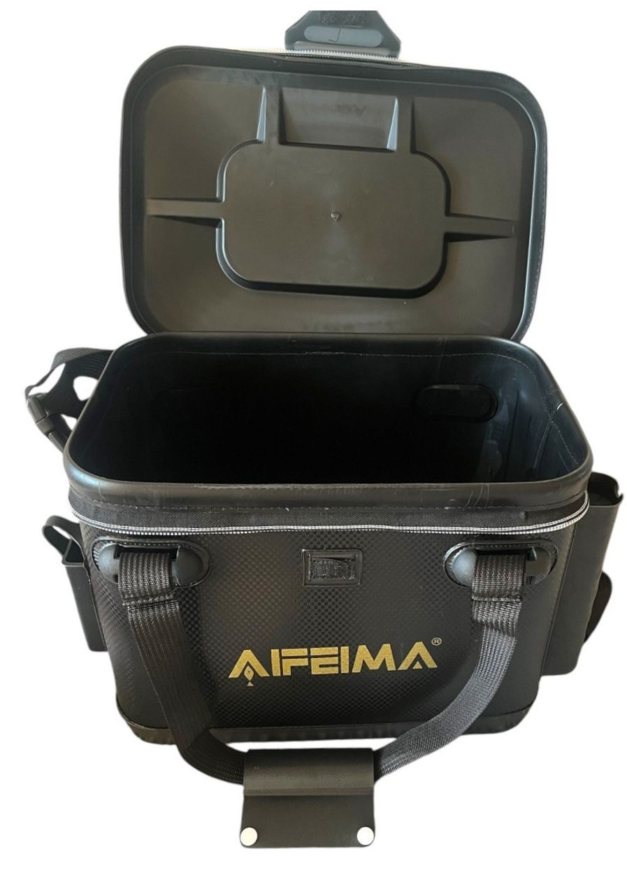 Сумка рибальська AFEIMA -46л 48*30*32см 4 тримача для вудилищ та інструментів, з ручками та ременем, колір чорний Feima (323164025)