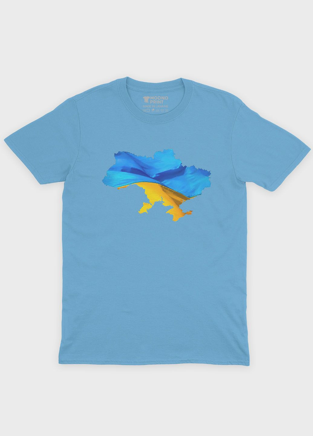 Блакитна демісезонна футболка для хлопчика з патріотичним принтом мапа україни (ts001-1-lbl-005-1-004-b) Modno