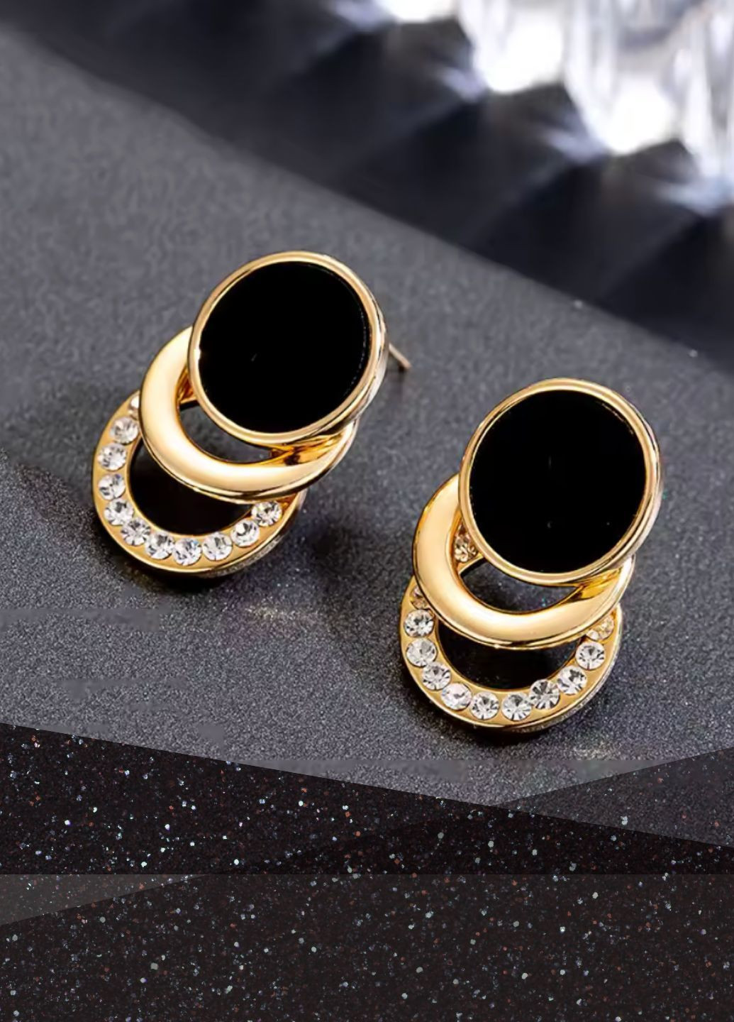 Серьги гвоздички женские с тремя кругами Fashion Jewelry (369327947)