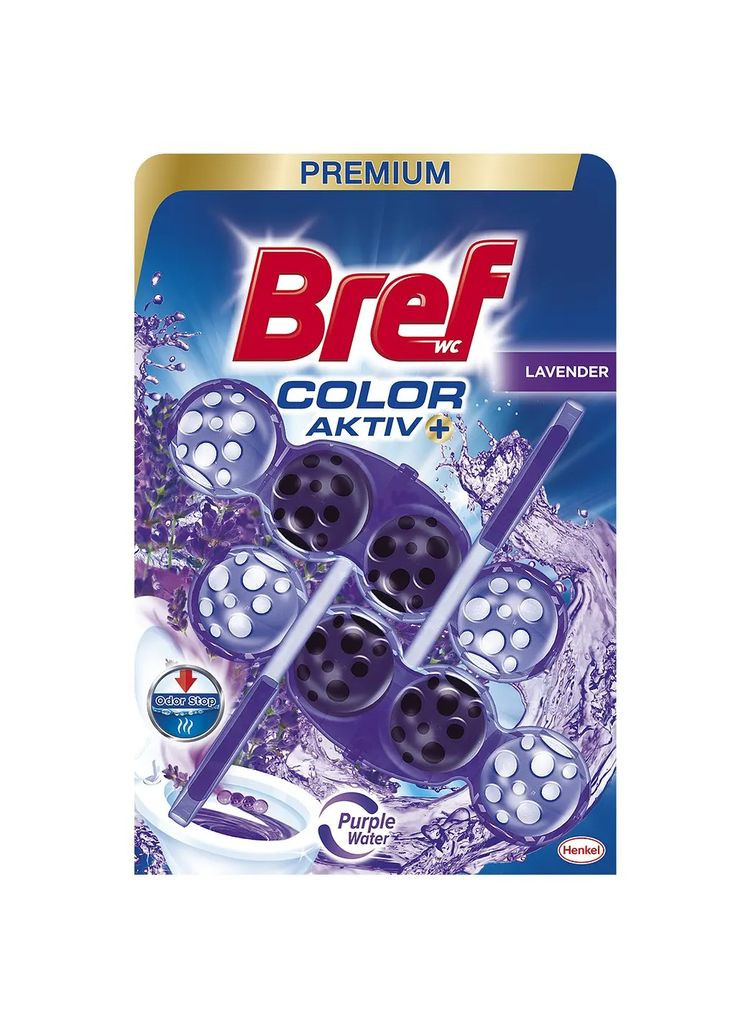Туалетный блок для унитаза Color aktiv Свежесть лаванды, 100 г (2 шт.) по 50 г) Bref 2393781 (328400200)