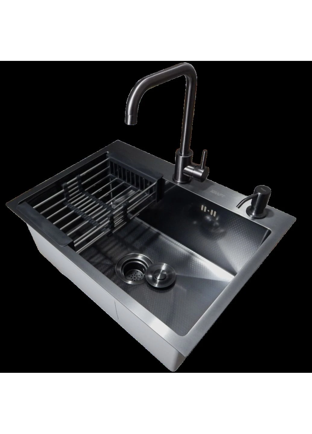 Комплект кухонної мийки Handmade PVD чорна HS60*45 (3.0/1.0 мм) DEKOR Kraft (372130541)
