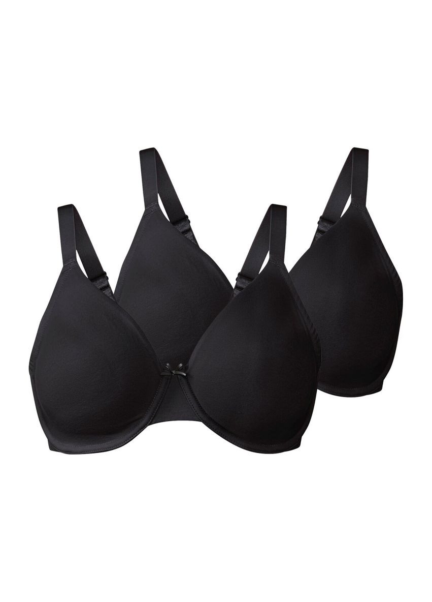 Чёрный корбей бюстгальтер набор 2шт. хлопковые для женщины lycra® 499665 Esmara с косточками эластан, хлопок, трикотаж