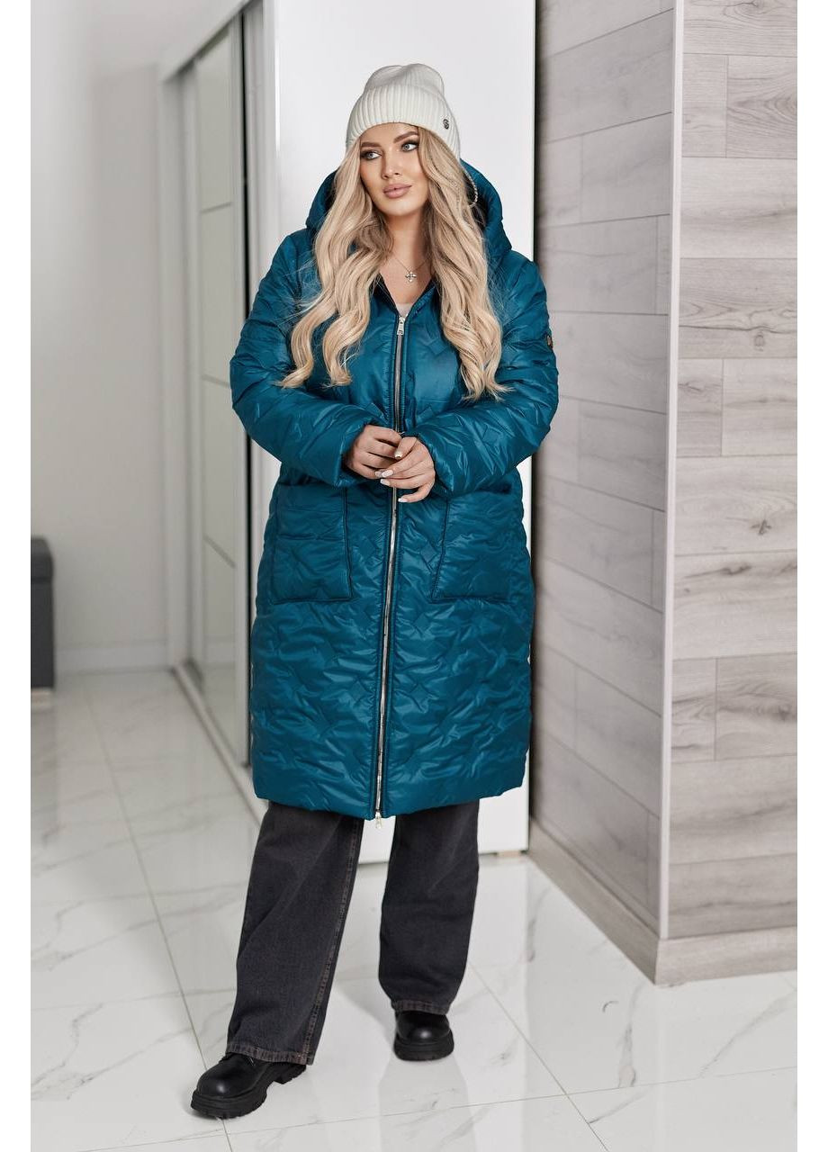 Зелене демісезонне Зимове стьобане пальто -20° із плащівки лаке • ультратепле та стильне • ЗАМІРИ В ОПИСІ GD/GL Модний простір