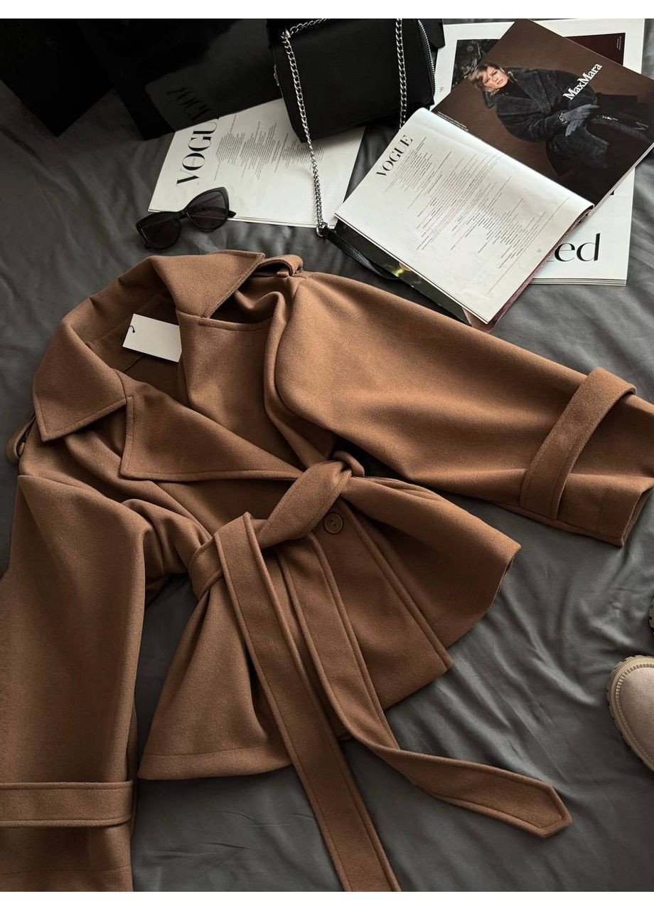 Коричневе демісезонне Жіноче пальто вкорочене No Brand