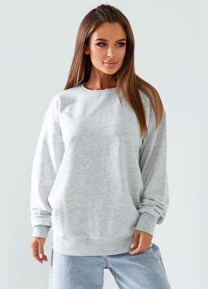 Світшот жіночий з ткани трикотаж петля сірого кольору Let's Shop - Вільний крій однотонний сірий спортивний бавовна - (278274481)