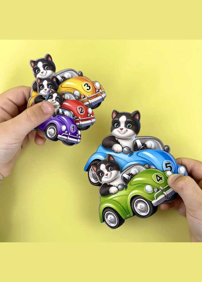 Дерев'яний дитячий сортер "Гонщики більше - менше" (ПСД298) PSD298 Ubumblebees (343964883)