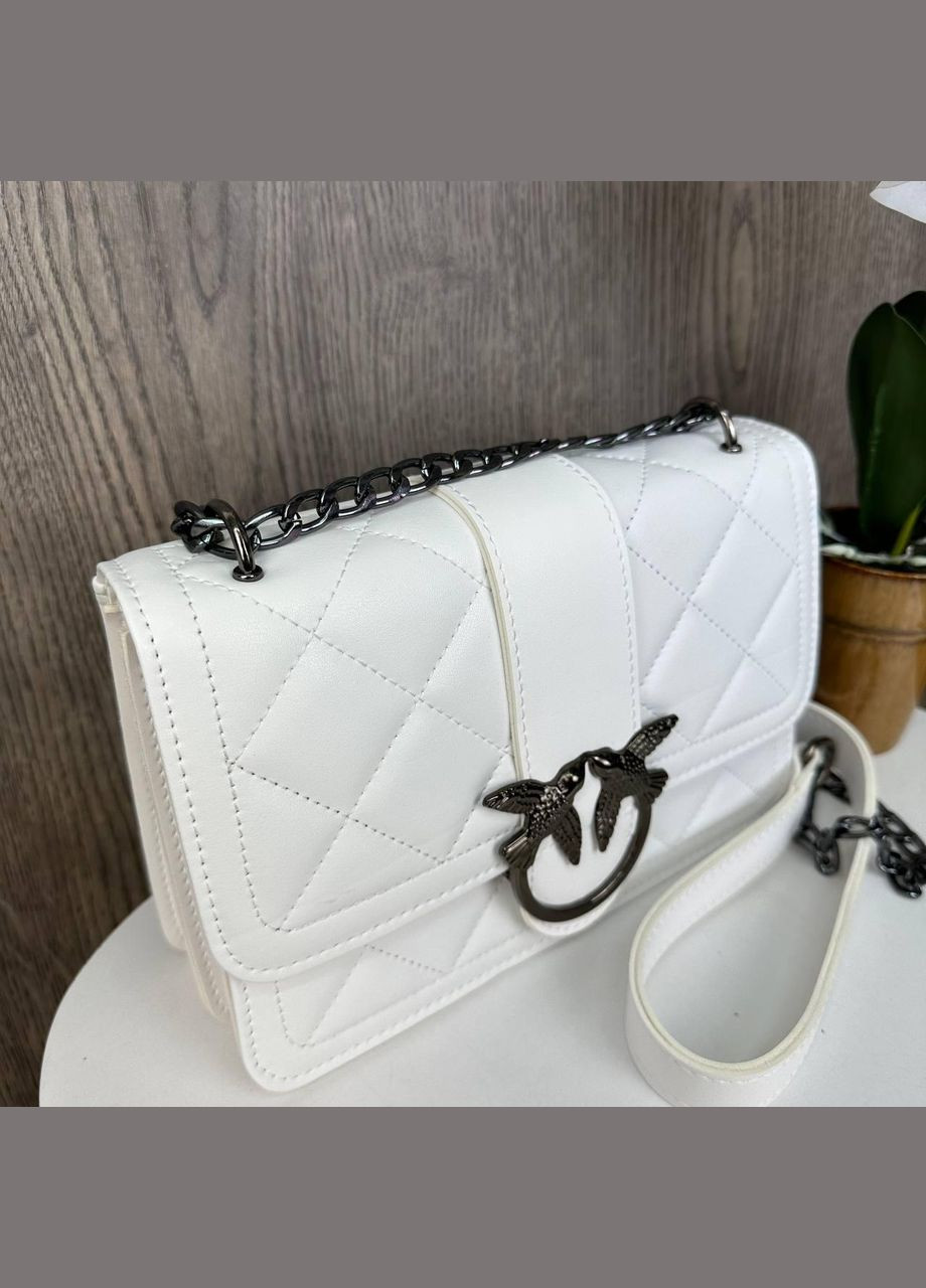 Мини сумочка клатч с птичками на цепочке из экокожи белая (sku_1303Б) No Brand (330576217)