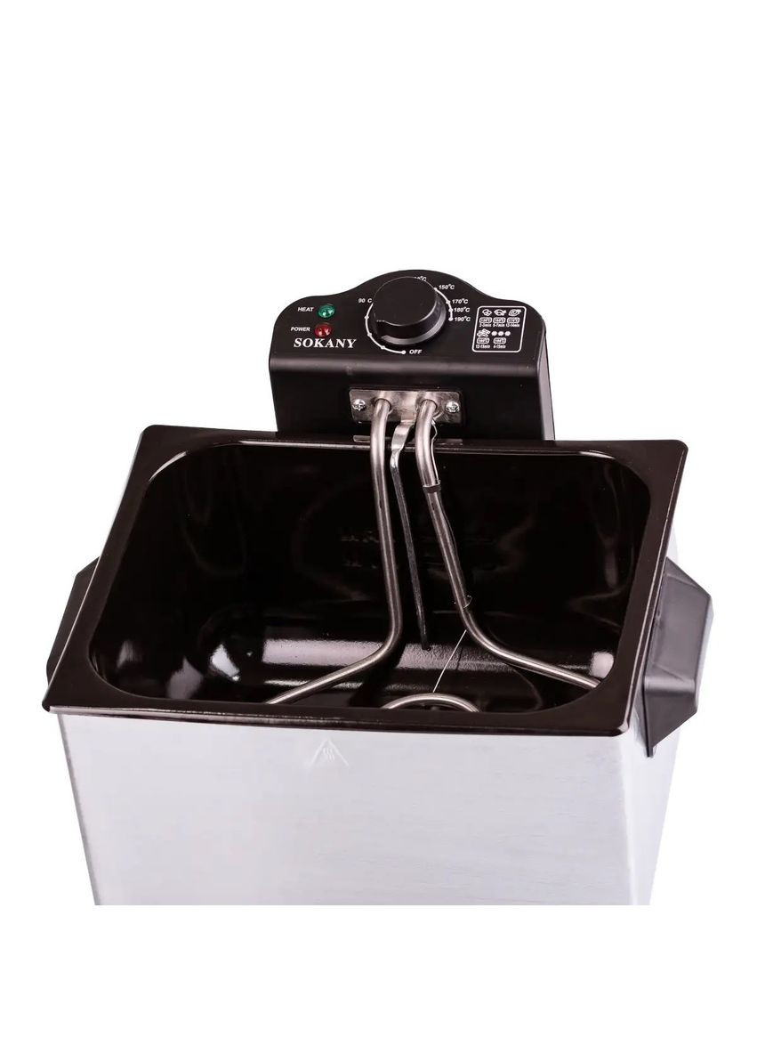 Побутова електрична фритюрниця на 5л захист від перегріву WJ-801 з кришкою та знімною чашею 2000Вт Sokany (315831919)