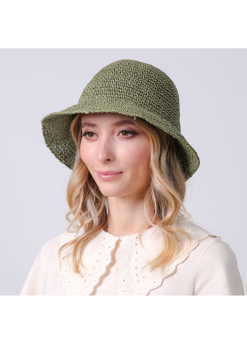 Панама жіноча в'язана папір хакі МЕДЛІН LuckyLOOK 734-319 (328217396)