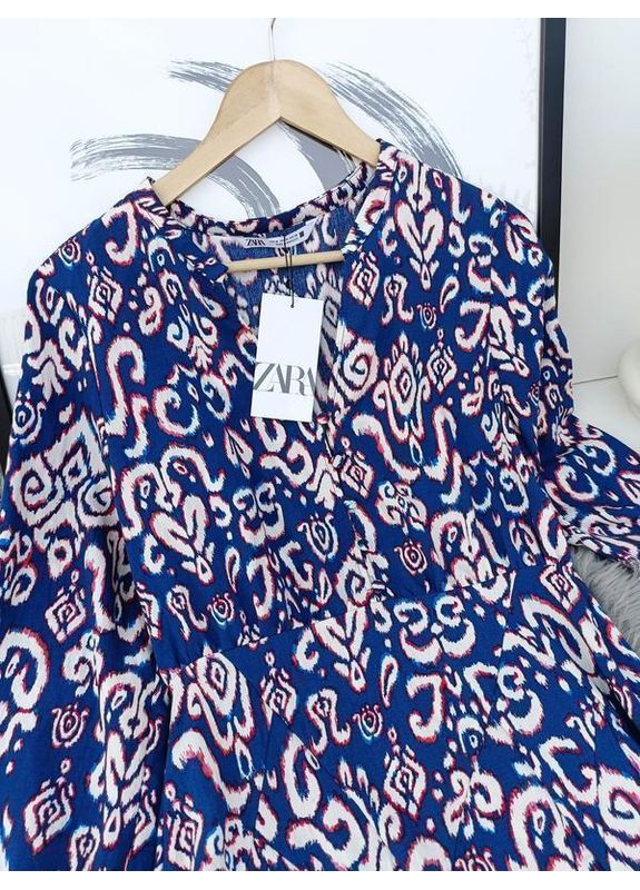 Комбінована розкльошена сукня міні з принтом Zara