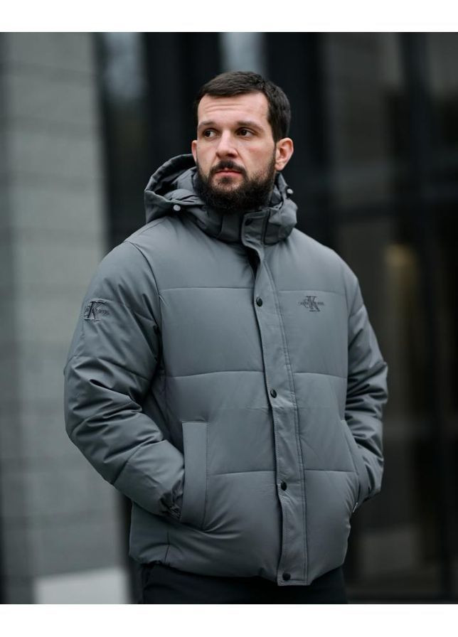Сіра зимня зимова чоловіча курточка ck grey No Brand