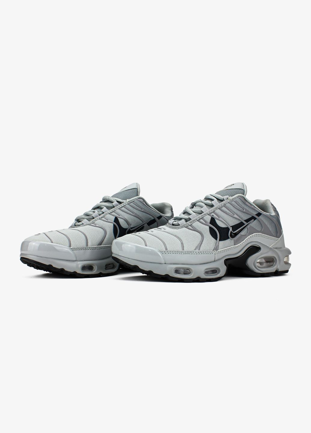 Серые всесезонные кроссовки мужские nike air max tn plus double swoosh gray | найк аир макс тн плюс серые No Brand