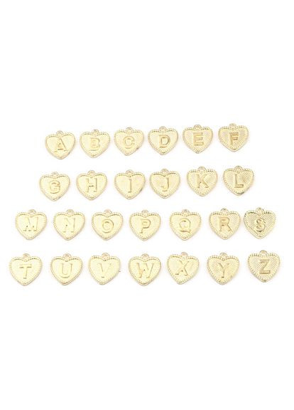 Набор подвесок Алфавит английский в сердечках 16 мм x 15 мм Комплект 26 букв Finding (332054961)
