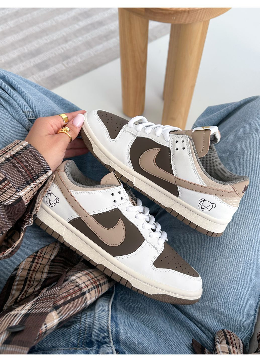 Кроссовки женские и мужские Nike SB Dunk Low Teddy Bear beige brown | Найк СБ Данк низкие бежевые коричневые No Brand бежевые демисезоны (348419326)